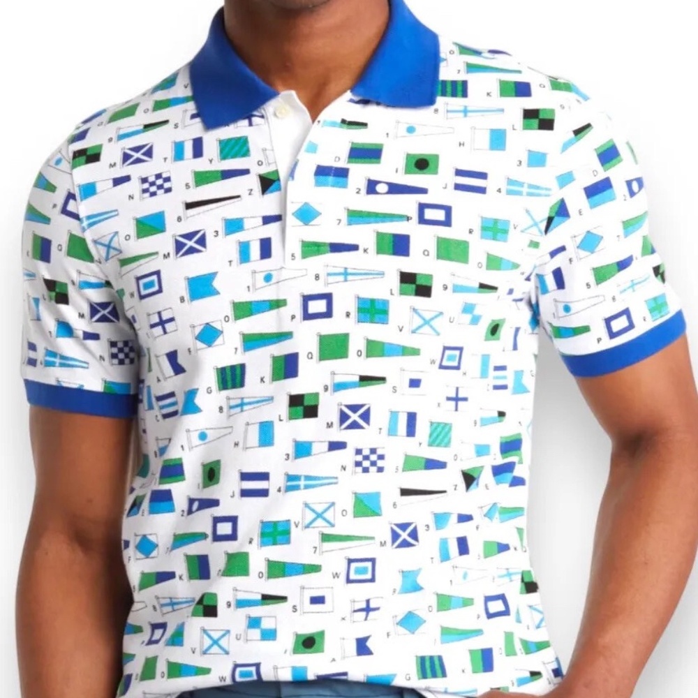 Brooks Brothers White Flag Polo, Size Large, Like New